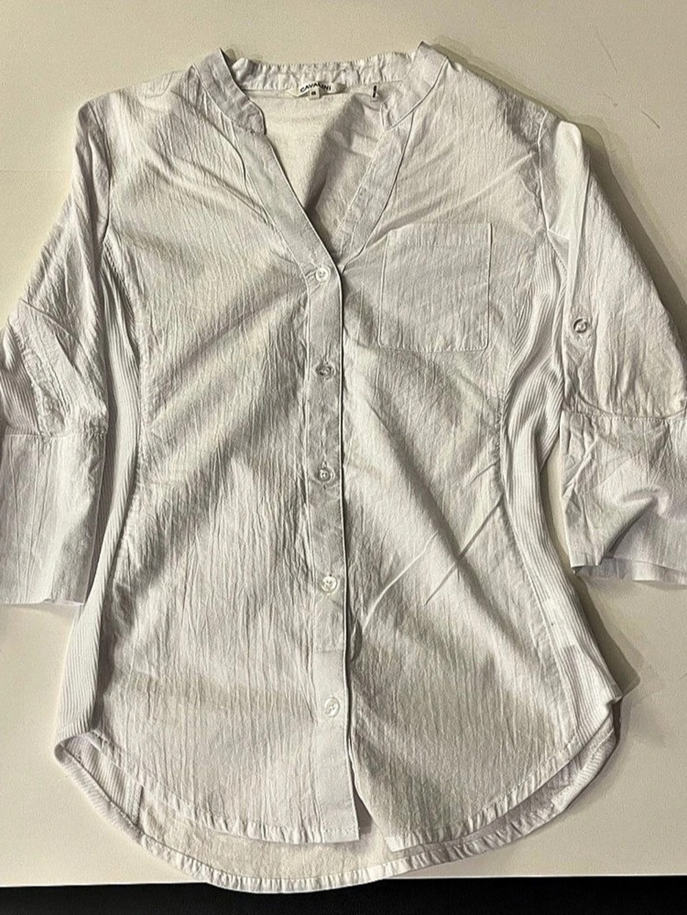 CAVALINI White Button Front Shirt Small Like New